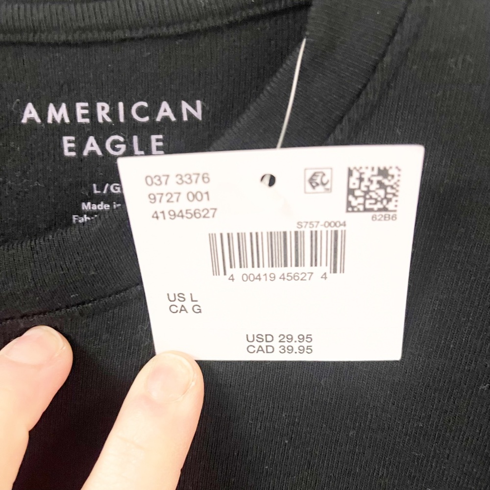 American Eagle Soft Long Sleeve T-Shirt Crewneck Black NWT Size Large - Picture 7 of 8